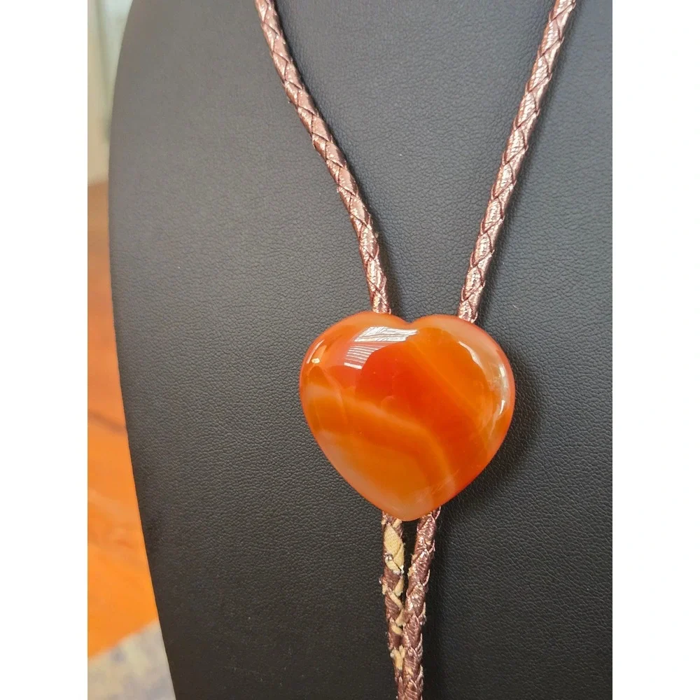 Carnelian Heart Bolo Tie Vintage Southwestern READ